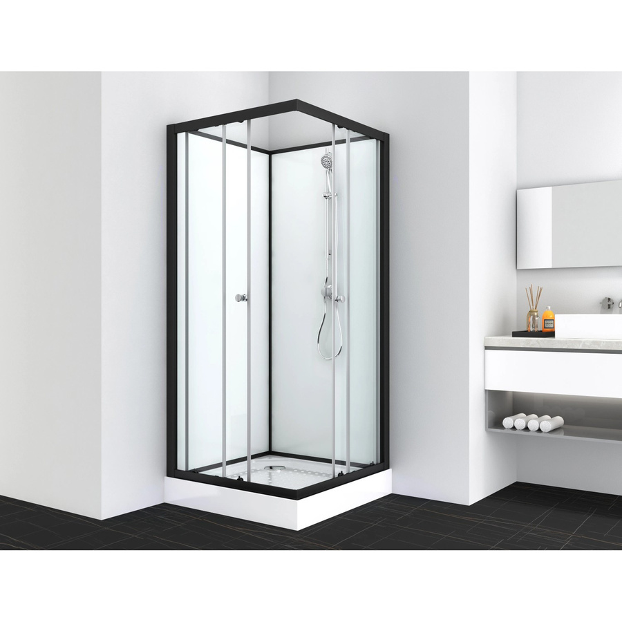 Sanotechnik Komplettdusche Eck Uni 2 in Schwarz, B/T/H: 90 x 90 x 204 cm - Bild 1