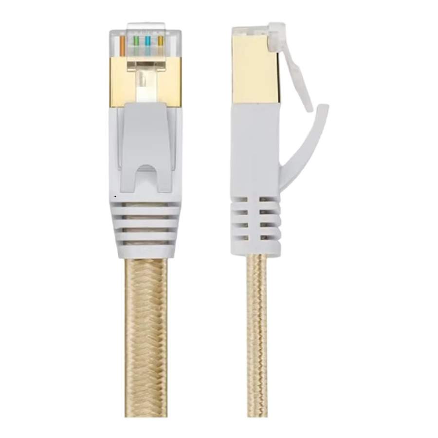 Cat7 Flachkabel LAN-Kabel mit Kupferkern und vergoldeten RJ45-Steckern in Weiß - Bild 1