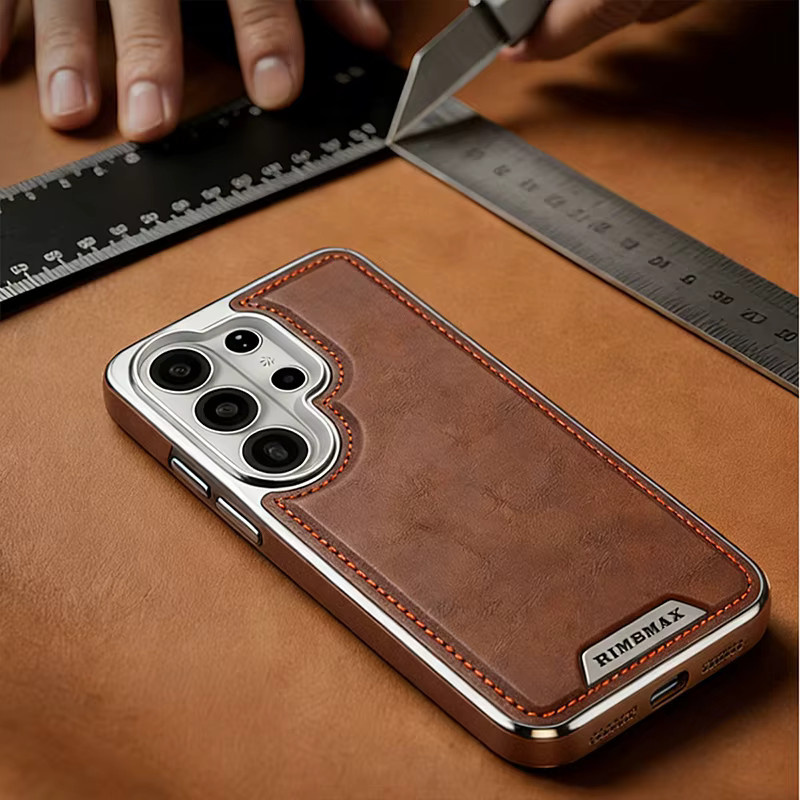 Hochwertige Leder-Magnet-Handyhülle für Samsung Galaxy S26, S25, S24 Ultra und S26 Edge in Grau oder Braun mit kabellosem Laden und stoßfestem Schutz - Bild 2