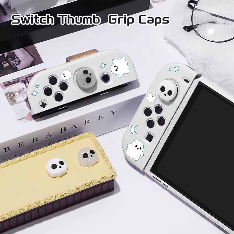 White Ghost Schutzhüllen-Bundle mit 4 Grip Caps für deine Nintendo Switch OLED in Weiß und Blau - Bild 4