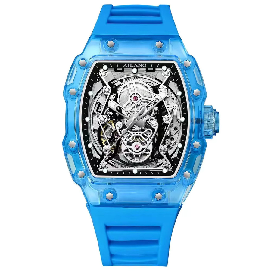 AILANG Armbanduhr Automatik, Tonneau, Silikon, Blau, Herren - Bild 4