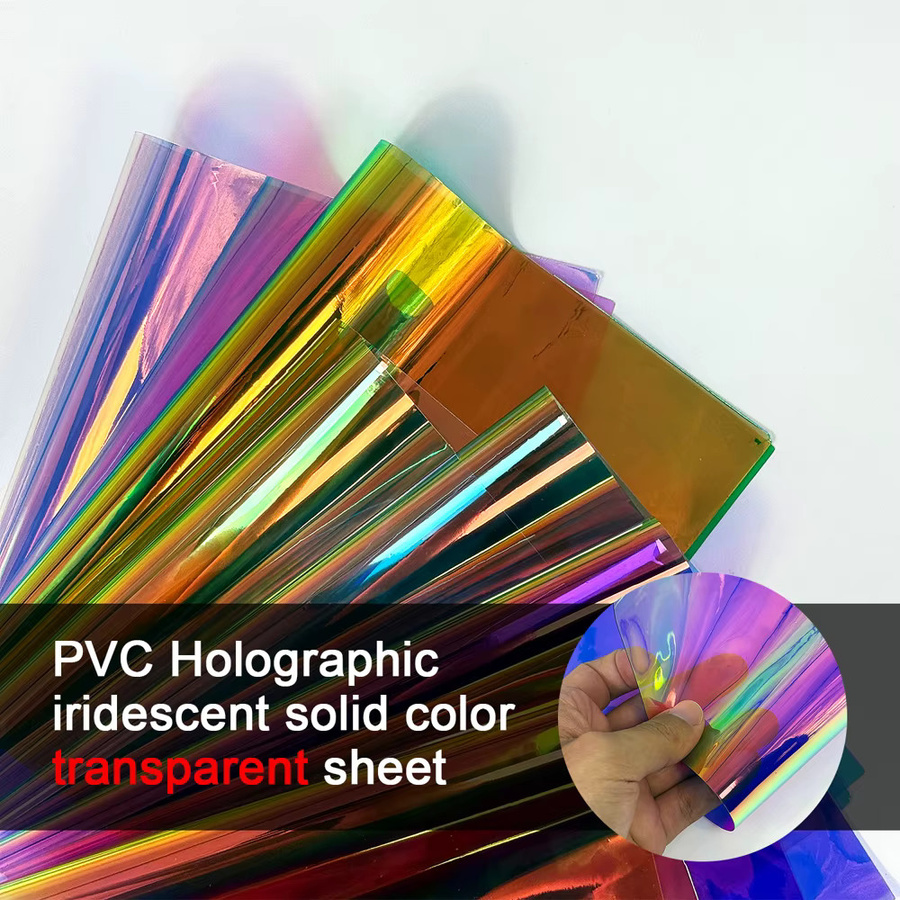 2er-Pack Holographische Irisierende PVC-Folie in Transparent Multicolour, Wasserdichter Stoff für DIY Handwerk und Nähen, B: 20 cm, H: 30 cm, Dicke: 0,3 mm - Bild 3