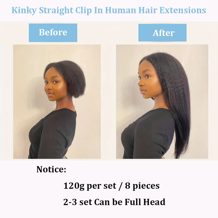 Happy Monday Clip-in-Haarverlängerungen, Echthaar, Schwarz, 8 Stück, 120 g - Bild 6