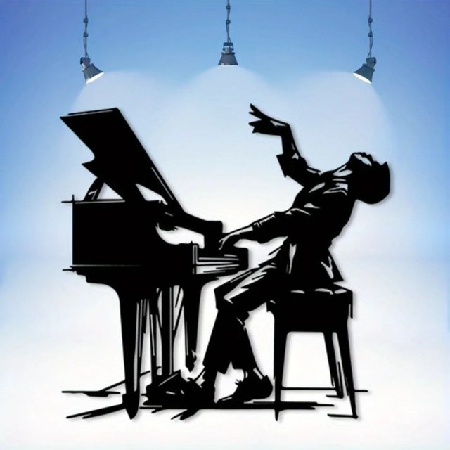 CIFBUY Vintage Jazz-Klavier Wandkunst aus Metall in Schwarz für Innen- und Außenbereiche - Bild 1