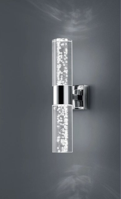 Trio LED-Bad-Wandleuchte Bubbles in Chrom mit transparentem Glas und Up-Down-Lichtfunktion - Bild 1