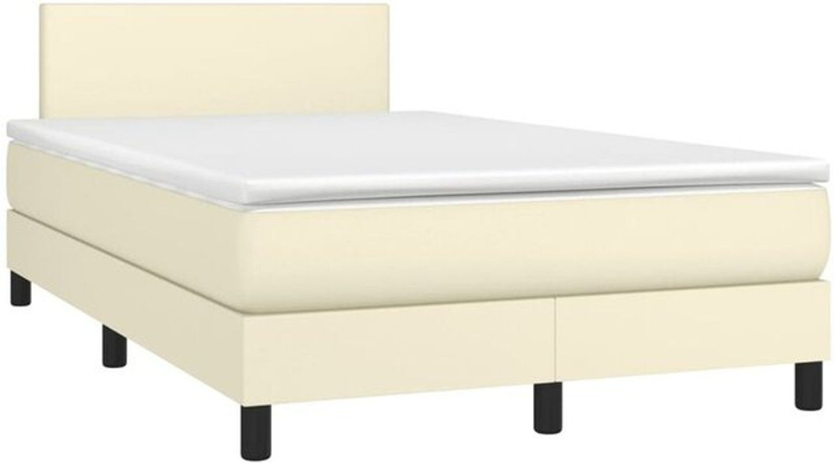vidaxl Boxspringbett mit Matratze in Creme und Beige aus Kunstleder, B/T/H: 120 x 200 x 78 cm - Bild 1