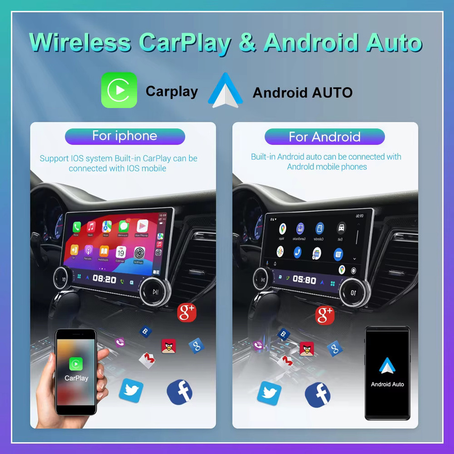 KUNFINE Diamant 2K Android Autoradio mit 10,1 Zoll Bildschirm, 2Din Multimedia Player mit CarPlay, Android Auto und GPS, Schwarz - Bild 2