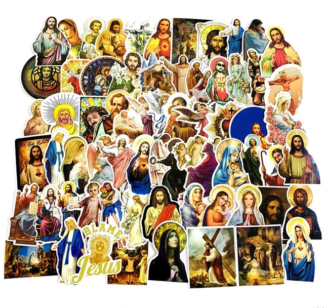 68 Stück Jesus Christian Religion Aufkleber Multicolor wasserfest für Laptop Auto und Gepäck von GOGOTU - Bild 1
