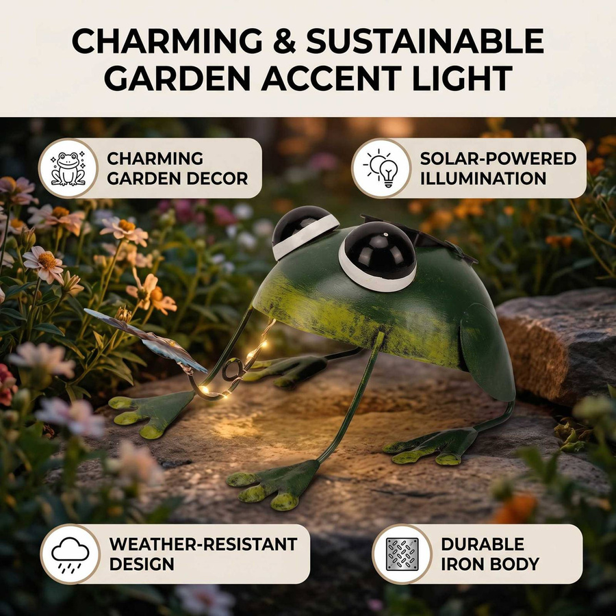 Dekorative Solarfrosch Gartenlicht Statue für Rasen, Terrasse und Balkon - Bild 3