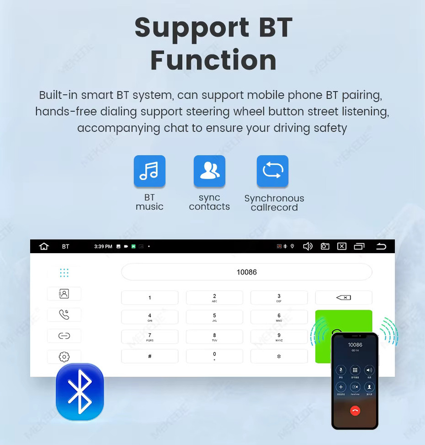 MEKEDE Android Autoradio mit 10,26 Zoll Display, 8-Kern Prozessor, 4G+64G Speicher, Wireless Android Auto und CarPlay für BMW E46 1998-2006, Schwarz - Bild 4