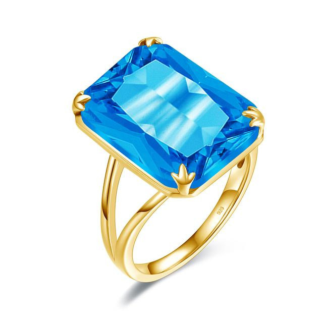 Wucifang Jewelry Aquamarinring, Silber, Gold, Damen - Bild 1