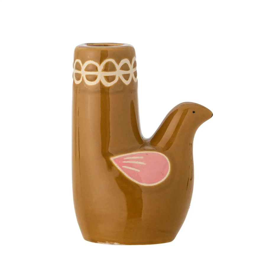Bloomingville Kerzenhalter Trudy aus Steingut in Vogelform, Farbe: Braun, Höhe: 12,5 cm - Bild 1