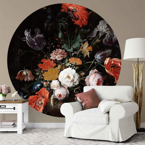 K&L Wall Art Vliestapete Mignon Stillleben Blumen, Rundes Wandbild, mehrfarbig, matt, B/H: 153 x 140 cm - Bild 2