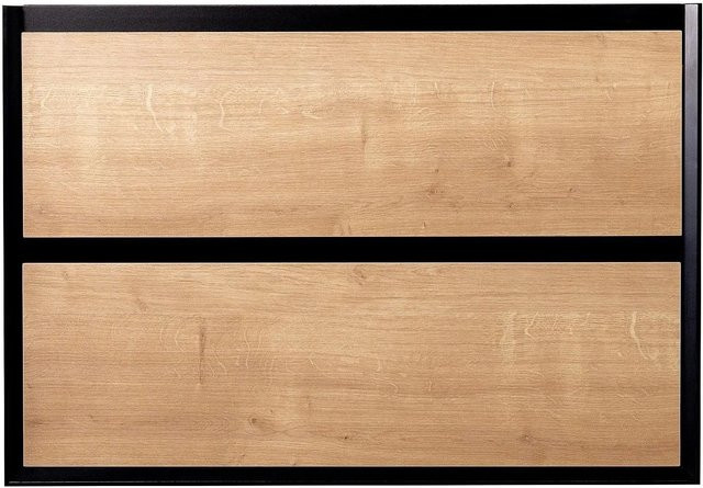 Waschbeckenunterschrank Lannick Wandmontage Schwarz und Naturfarben Hell Breite: 80 cm - Bild 1