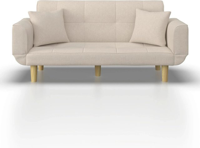 Bessagi Home Schlafsofa Miriam in Beige aus Webstoff mit Kissen - Bild 1