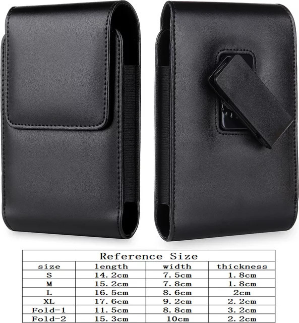 Schwarze PU-Leder-Hüfttasche mit Gürtelclip als Handytasche für iPhone, Samsung, Huawei, Xiaomi und Redmi - Bild 1