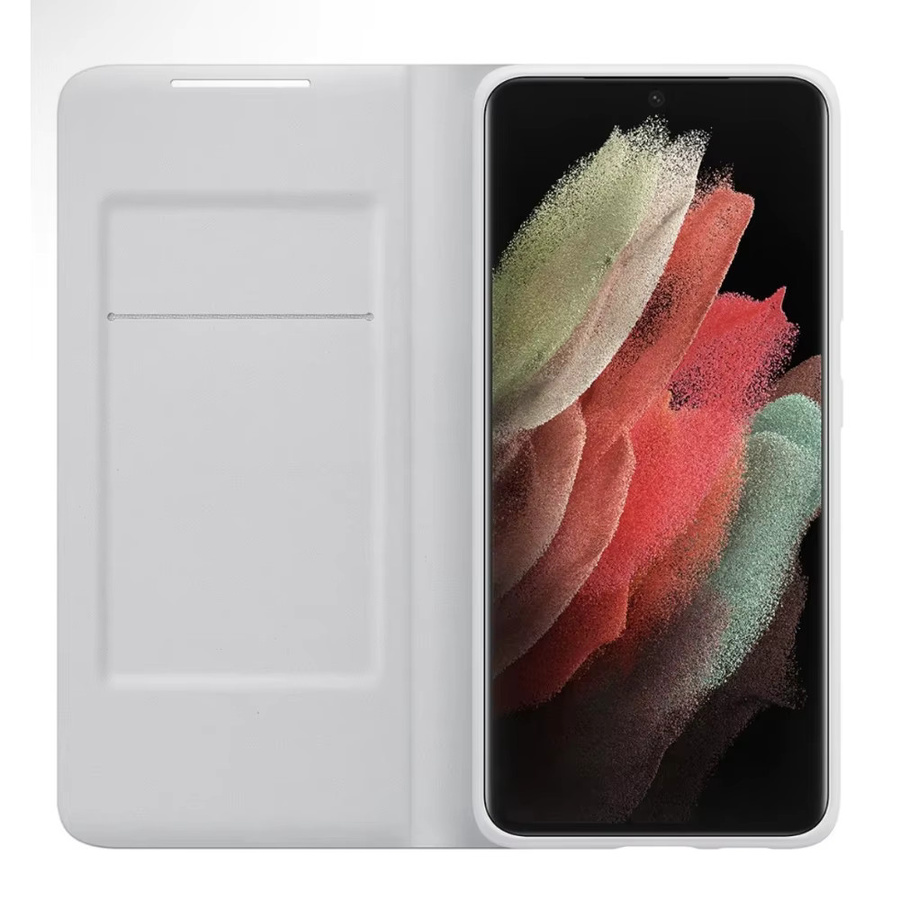 Samsung Galaxy S21 Ultra LED View Cover Schutzhülle mit Tap-Control-Kartentasche in Grau und Weiß - Bild 2