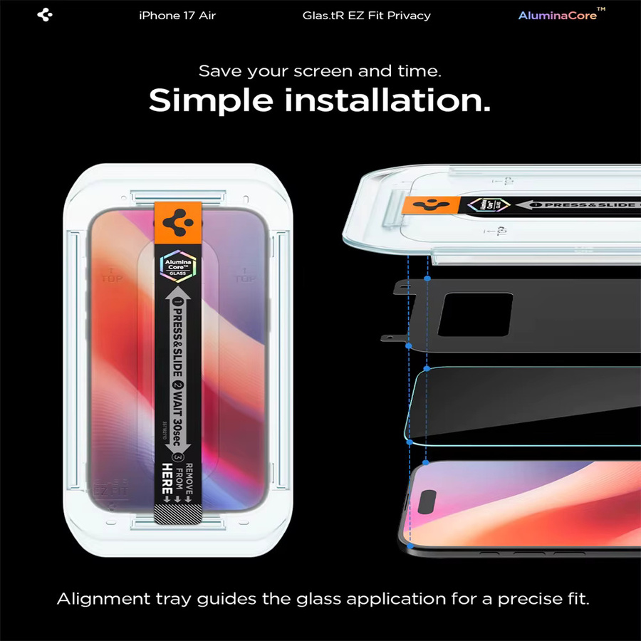 Spigen Glas.tR EZ Fit Sichtschutzfolie für iPhone 17 Pro Max, iPhone 16, iPhone 15 und iPhone 14 Plus, 2 Stück, transparent - Bild 3