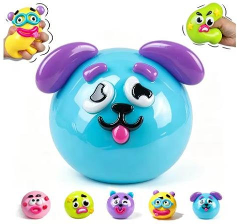 Smushers Squishy Curiosities Hunde-Gesichtswechsel Squishy Spielzeug, blau - Bild 1