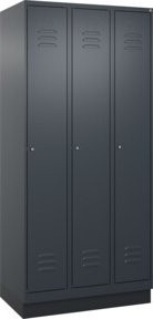 C+P Spind Classic PLUS Garderobenschrank mit 3 Abteilen, Sockel, Anthrazit/Schwarz, H x B x T: 195 x 90 x 50 cm - Bild 1