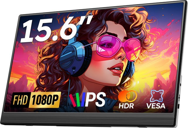 Dopesplay 15,6 Zoll tragbarer Monitor in Schwarz mit Full HD IPS Display für Laptop, PS4, PS5 und Nintendo Switch - Bild 1