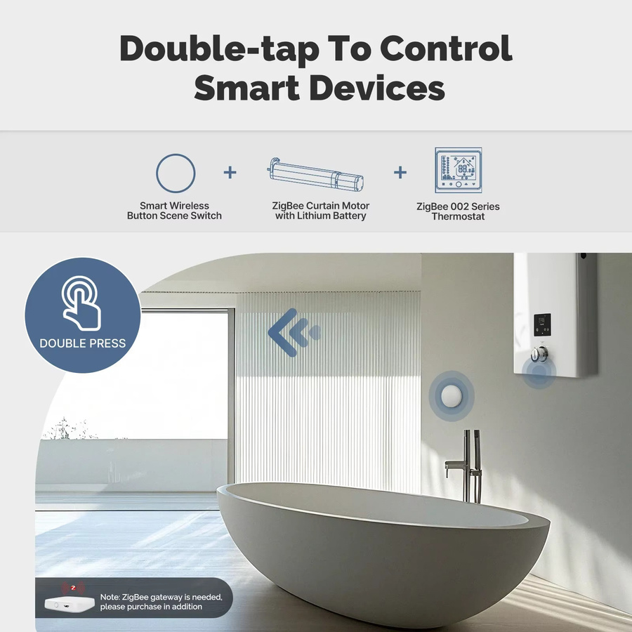 MOES Tuya ZigBee Smart Wireless Button Szenenschalter in Weiß, batteriebetriebene drahtlose Fernbedienung für Multi-Szenen-Verknüpfung - Bild 4