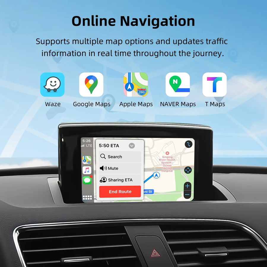 ANYFAR OEM Bildschirm-Upgrade-Decoder-Box für Audi A1 Q3 2012-2018 mit CarPlay und Android Auto für 6,5 Zoll und 7 Zoll MMI 3G High-End-Modelle, Schwarz - Bild 4