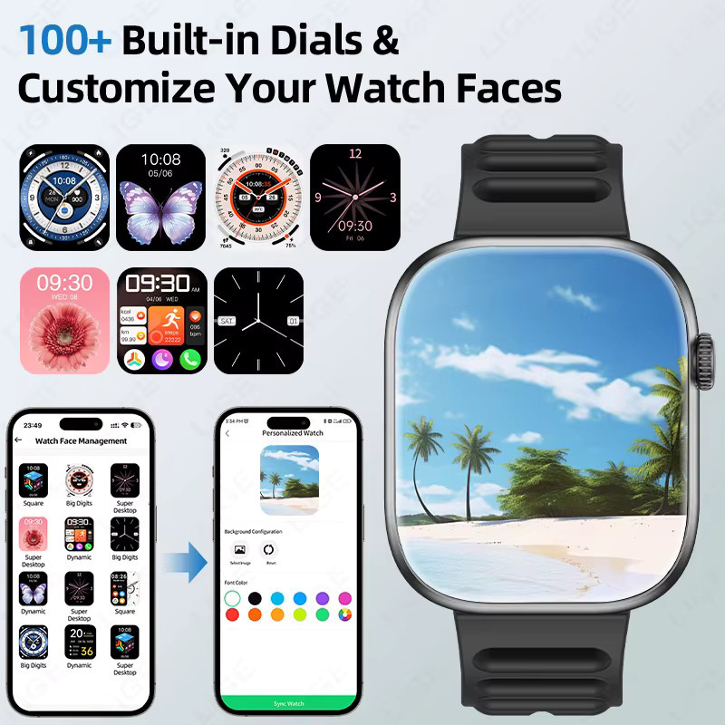 LIGE Smartwatch mit Bluetooth-Anruffunktion, 1,83 Zoll HD-Großbildschirm, Sport-Fitness-Smartwatch mit Herzfrequenzmesser, Schwarz - Bild 6