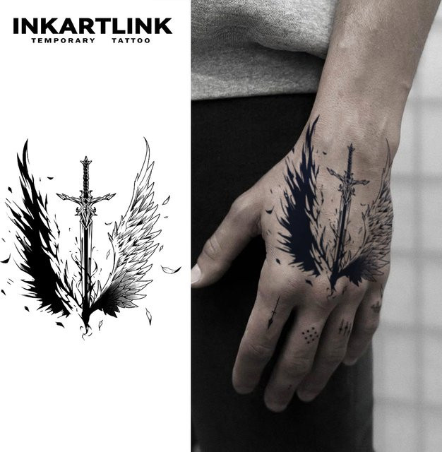 INKARTLINK Temporärer Tattoo-Aufkleber, Schwert-Motiv, wasserfest - Bild 1