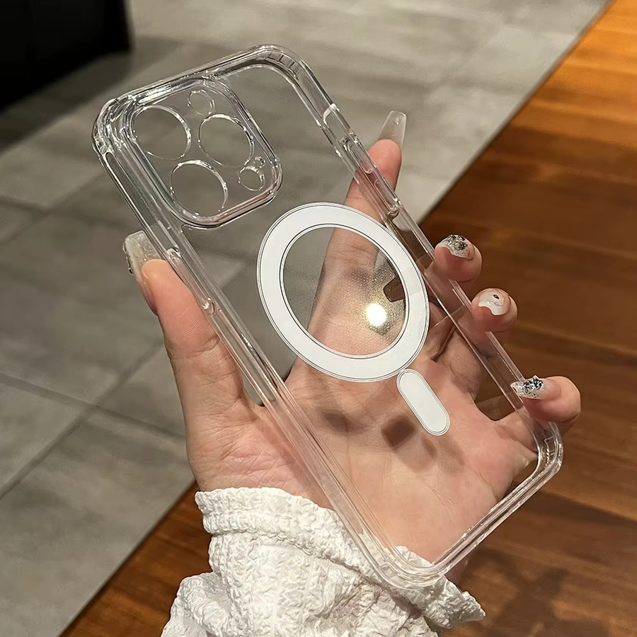 Luxus MagSafe Wireless Ladehülle für iPhone 11 bis iPhone 17 Pro Max Plus, transparent - Bild 3