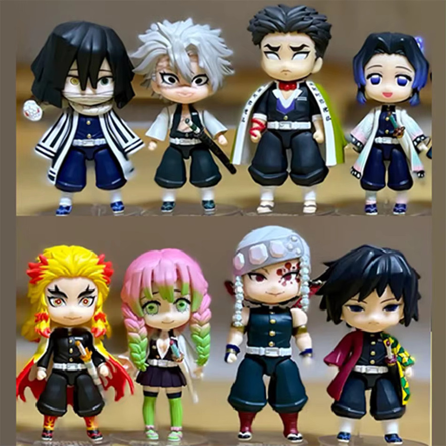 Bandai Demon Slayer Figuren, Nezuko, Tanjirou, Zenitsu, Inosuke, Kyoujurou, Giyuu, Q-Version PVC-Modelle - Bild 4