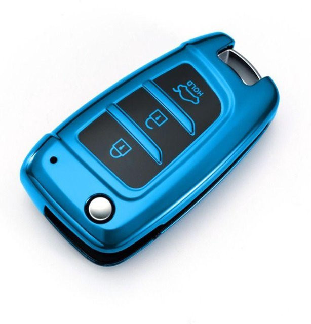 TPU Auto Klappschlüsselhülle für Hyundai Tucson Kona Azera Solaris 2 Elantra i30 i35 i40 in Blau - Bild 1
