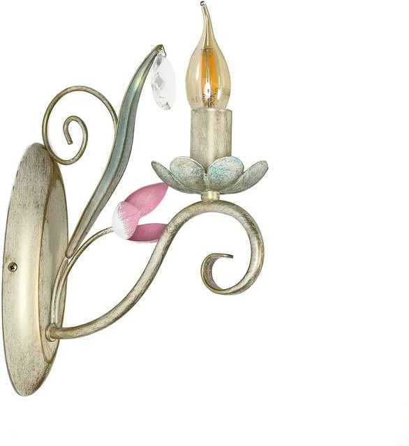 Licht-Erlebnisse Wandlampe Floral in Weiß, Rosa und Grün mit E14 Fassung, Höhe: 28 cm - Bild 1