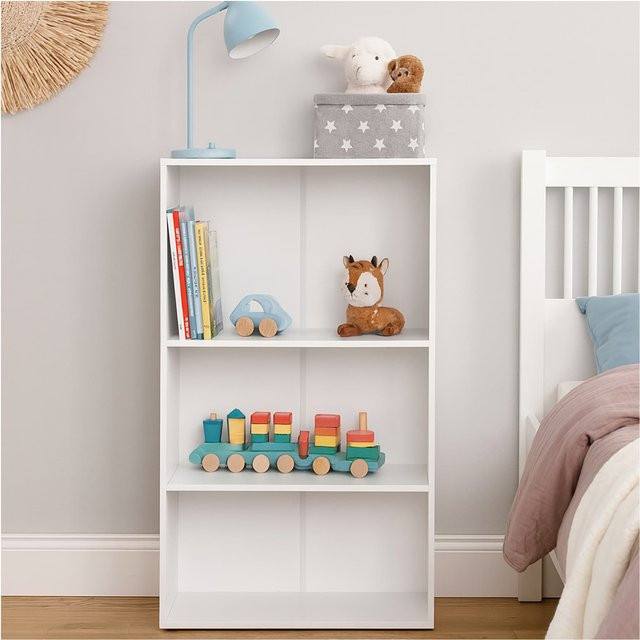 HTI-Line Regal Nina mit 3 Regalfächern in Weiß, minimalistisches Standregal aus MDF mit Rückwand - Bild 1
