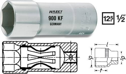 Hazet Zündkerzen-Steckschlüssel-Einsatz 6-Kant 16 mm mit 1/2 Zoll Vierkant in Silber - Bild 1