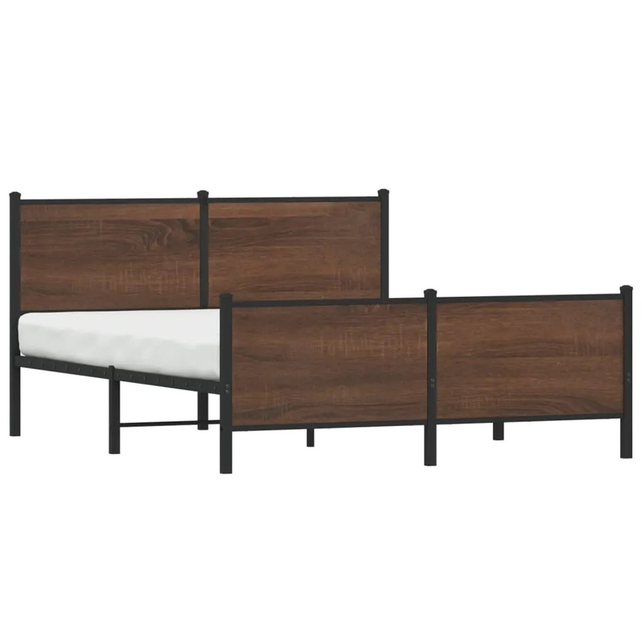 vidaXL Metallbett in Eiche Braun ohne Matratze, B/T/H: 140 x 190 cm - Bild 2