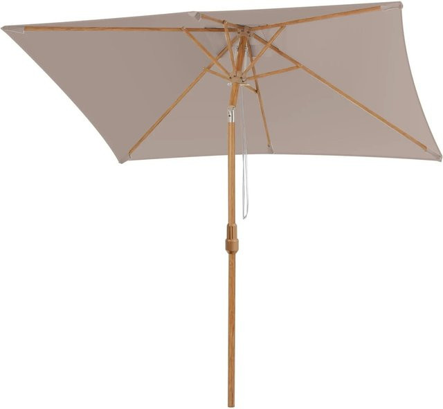 Sekey Sonnenschirm mit Holzoptik in Creme, Taupe oder Beige, UPF 50, B/T: 300 x 200 cm - Bild 1