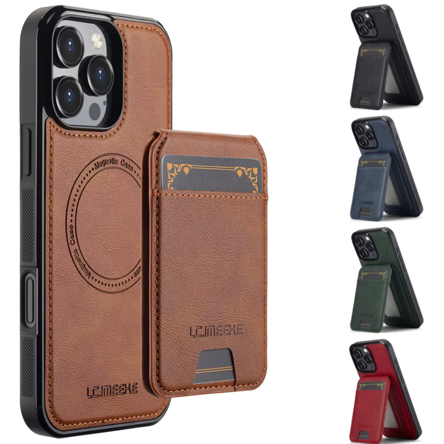 Aierkeba 2-in-1 Magnetische Ledertasche und Kartentasche für iPhone 11 bis iPhone 17 Air in Rot und Braun - Bild 5