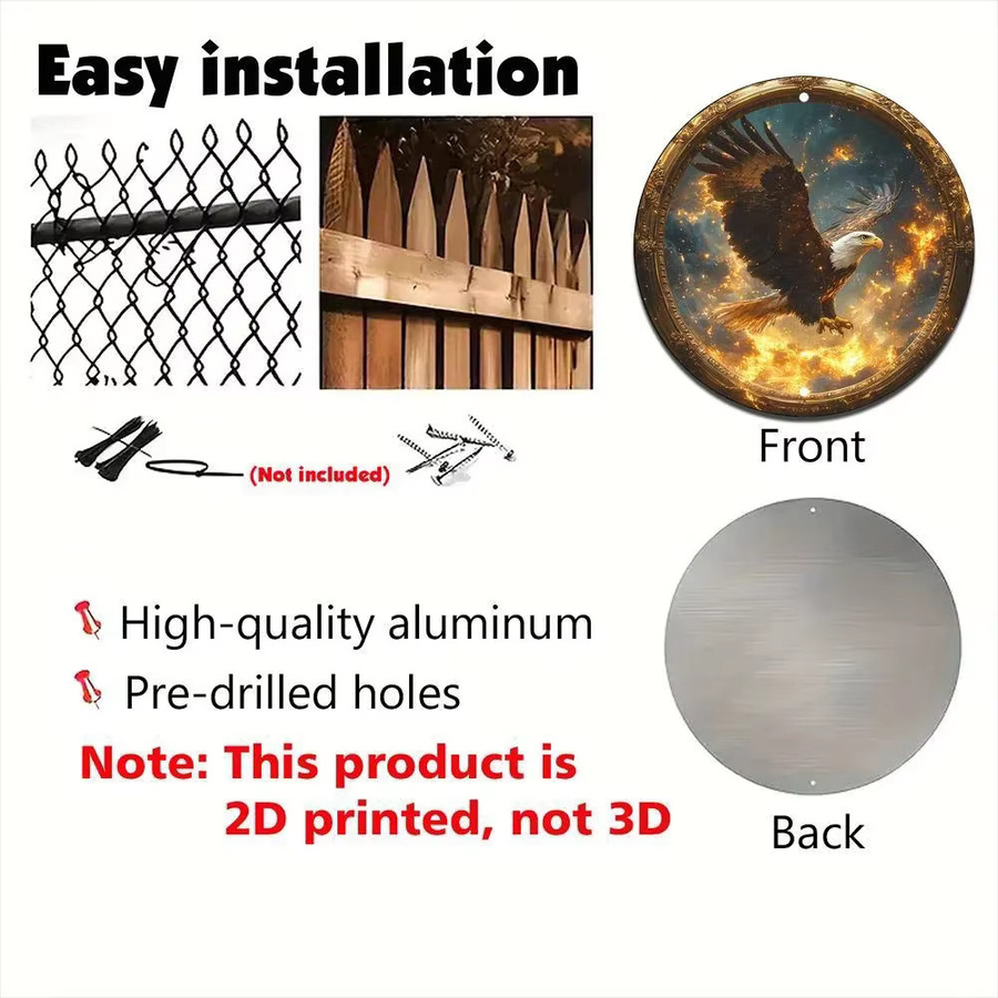 CIFBUY Metall-Adler-Schild als runde Aluminium-Wanddekoration in Multicolour, Durchmesser: 20,32 cm - Bild 3