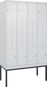 C+P Z-Spind Classic PLUS Gestell mit 8 Fächern, Farbe Grau/Schwarz, H x B x T: 212 x 120 x 50 cm, mit Zylinderschloss und Kleiderstange - Bild 1
