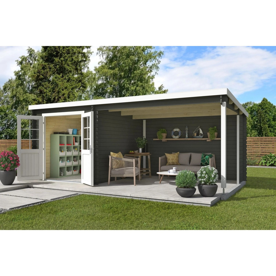 Lasita Gartenhaus Saint Paul Flachdach grüngrau lasiert B/H/T: 590 x 222,3 x 303,9 cm - Bild 2