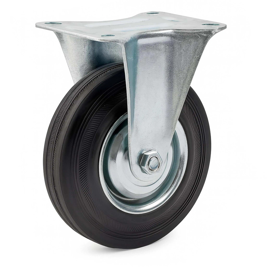 Wiltec Bockrolle mit Vollgummirad in Schwarz, Durchmesser: 200 mm, Tragkraft: 150 kg - Bild 2