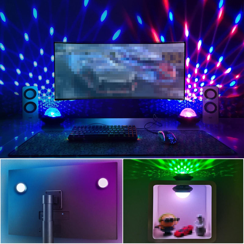 TOMTOP JMS 2-in-1 USB Ambient Night Light und Party Light mit Sound-Pickup, Blau, 2er-Set - Bild 2