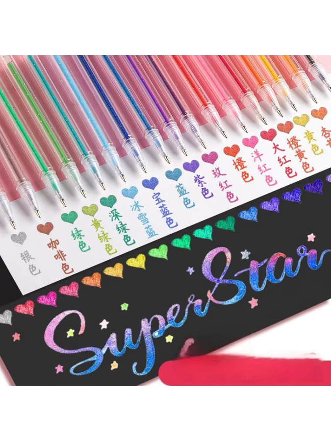 Limekuoo Glitzer-Gelstifte zum Malen und Zeichnen, einziehbare Kunstmarker für Büro und Schule, Mehrfarbig - Bild 3