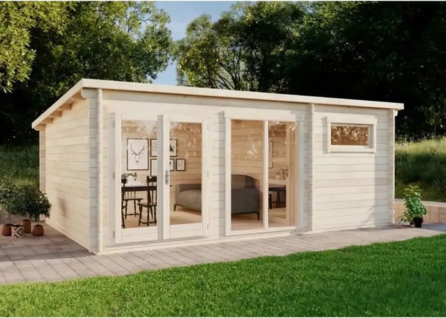 Carlsson Gartenhaus Atrium-E Pultdach Imprägniert in Beige, B/T/H: 578 x 366 x 225 cm - Bild 1