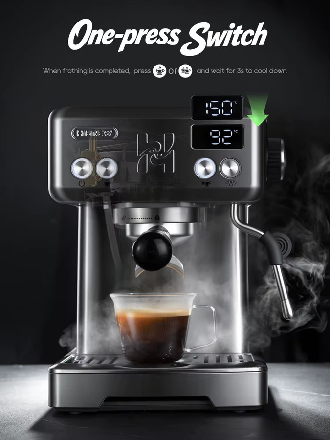 HiBREW H10 Espressomaschine in Silber mit Milchaufschäumer und Temperaturkontrolle aus Edelstahl - Bild 2