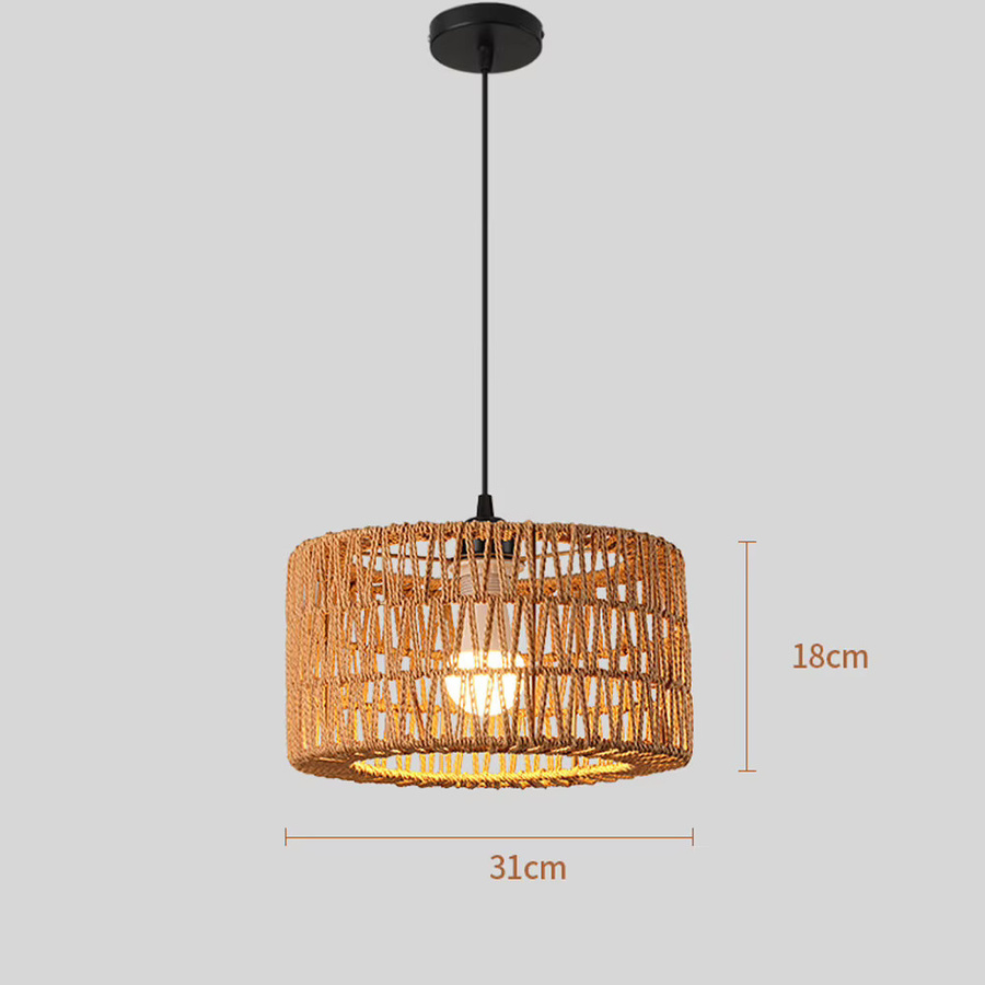 JOYINLED Moderner Rattan-Kronleuchter in Braun, Geflochtene Pendelleuchte für Wohnzimmer, Küche und Esszimmer, E27, Durchmesser: 31 cm - Bild 5