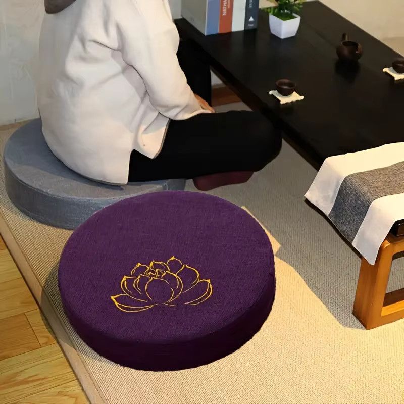 DHDH Tatami Meditation Sitzkissen aus Leinen mit Lotus Textur in Grün, B/T/H: 40 x 6 cm - Bild 3