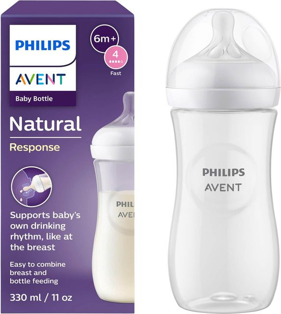 Philips Avent Babyflasche Natural Response mit breitem Flaschenhals, 330 ml, BPA-frei, transparent - Bild 1