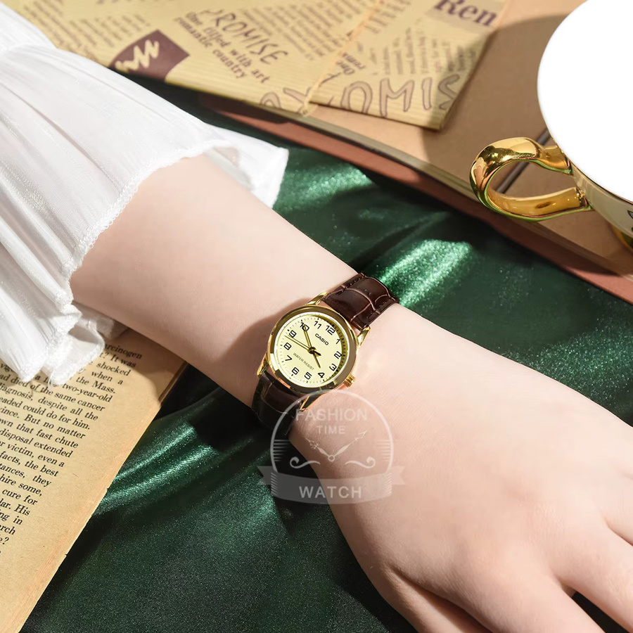 Casio Armbanduhr, Quarz, Gold, Leder, Damen - Bild 4